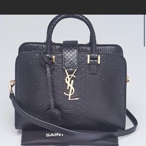 Yves Saint Laurent Black Python Baby Monogram Cabas Bag